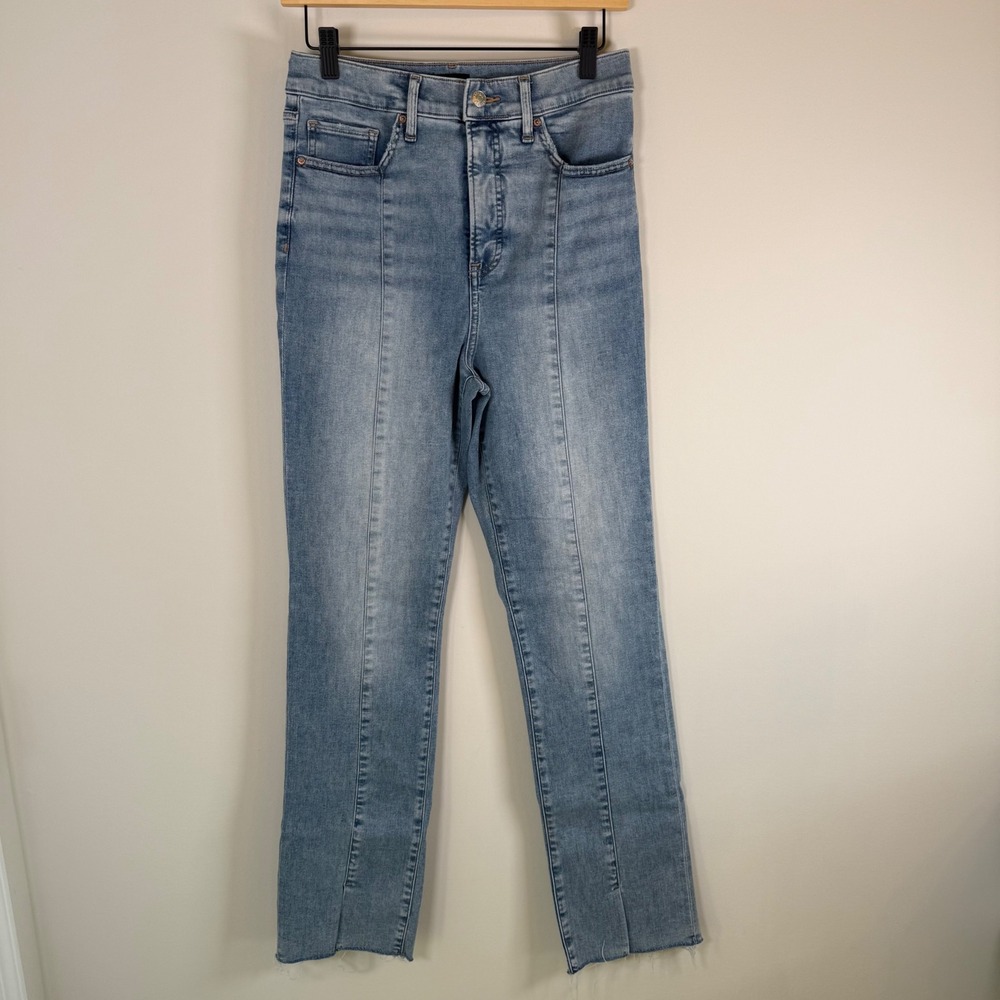 Express '90's Slim Super High Rise Exposed Seam Split Raw Hem Denim Jeans 8R